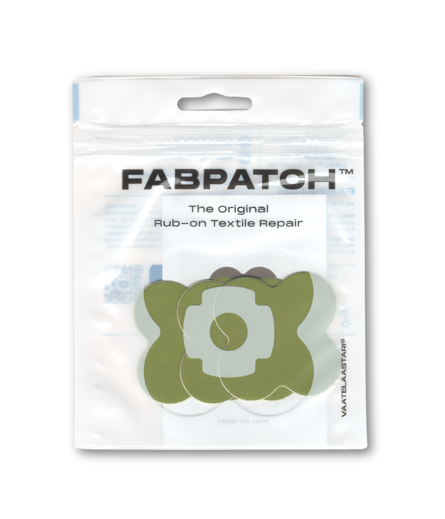 Oliivinvihreä fabpatch vaatelaastari stretch tekstiilipaikka paketti