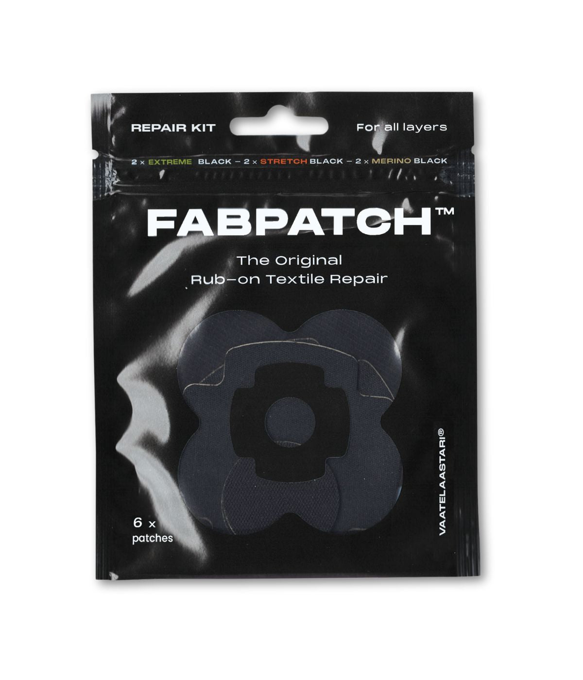 VAATELAASTARI REPAIR KIT TEKSTIILIEN KORJAUSMPAIKKA MUSTA